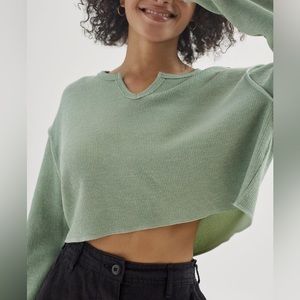 Urban Outfitters Parker Notched Long Sleeve Top